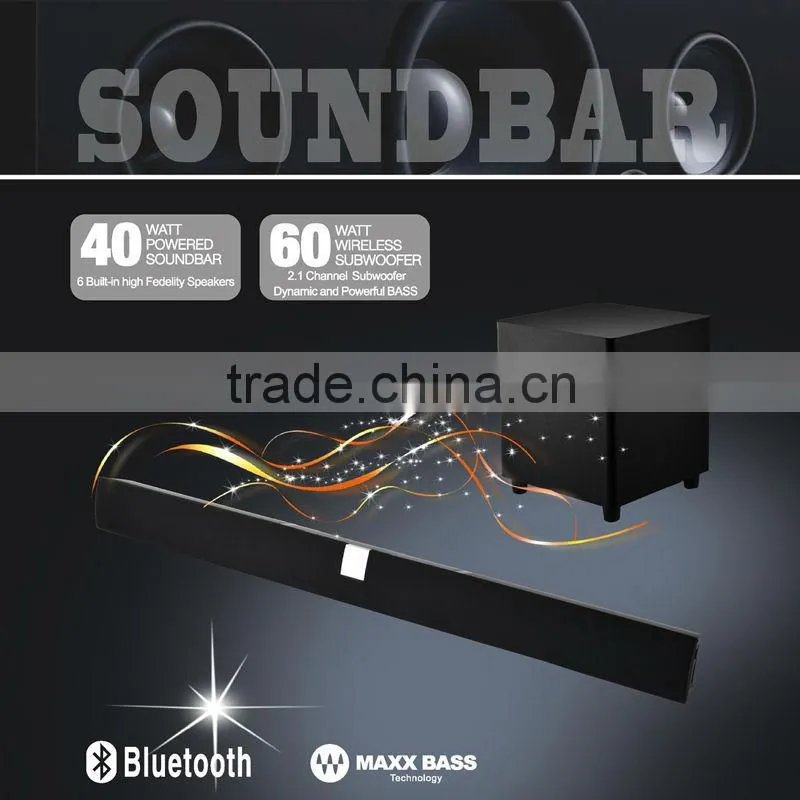 RMS 100W , BLUETOOTH TV SOUNDBAR WITH WIRED SUBWOOFER , SOUND BAR SEPAKER FOR HOME THEATER SYSTEM