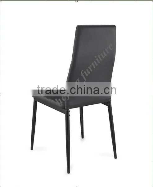 Modern round glass dining table with black PVC chair