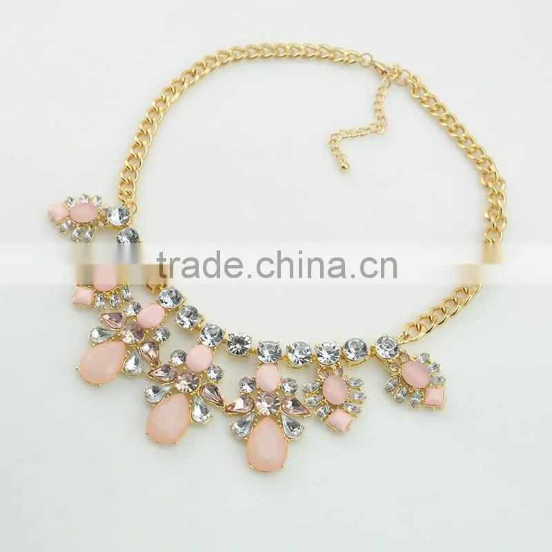 Fashion resin crystal necklace and earrings jewerly set fancy crystal necklace sets