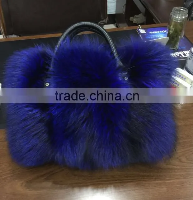 2016 hot selling ladies fashion fox fur bag