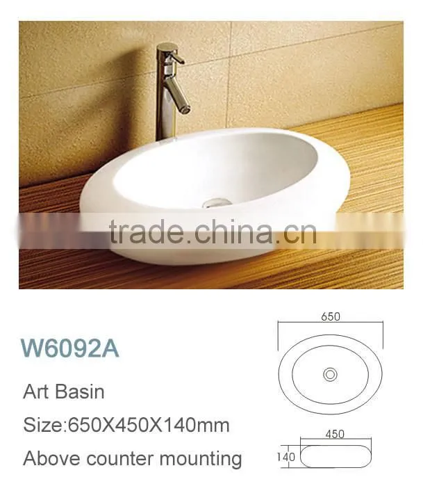 Bathroom ceramic square high above counter art wash basin
