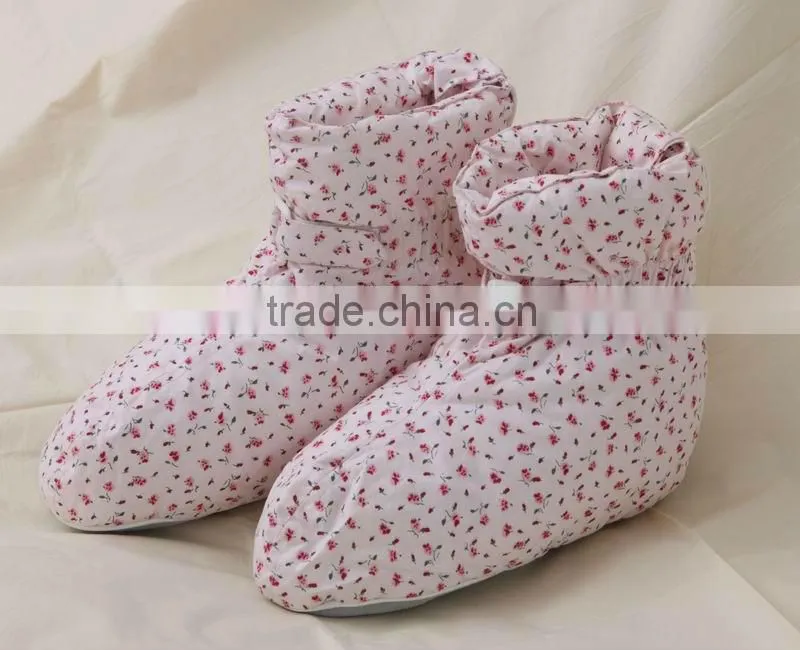 Flower Oragnic Cotton Cover Duck Down Shoes