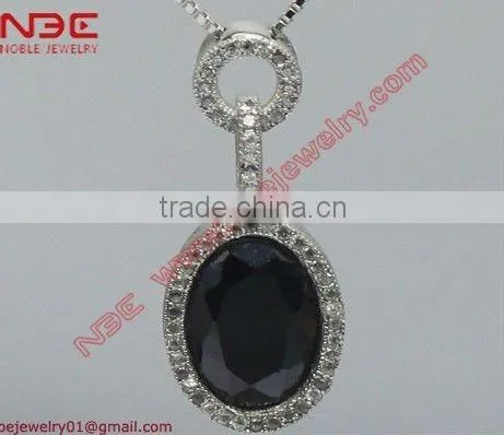 Hot sale love heart design fashion costum 925 silver jewelry pendant,AAA grade white cz,black rhodium plated cheap pendant