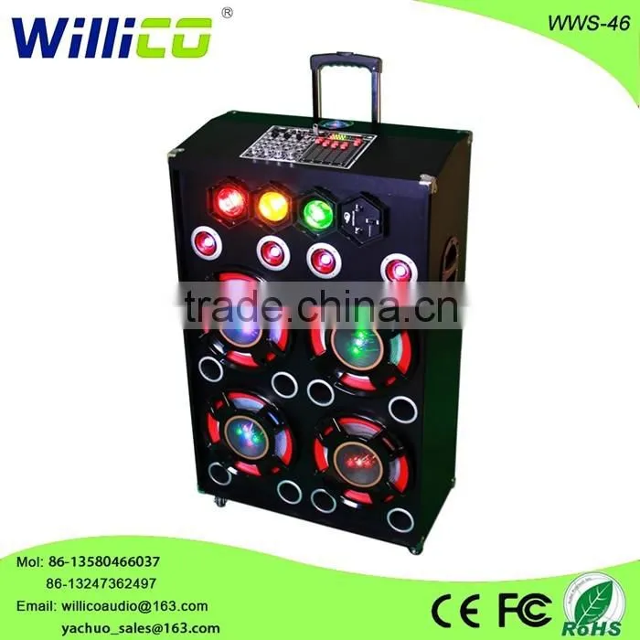 2016 willico Pro audio active big power party speaker with led light wws-46