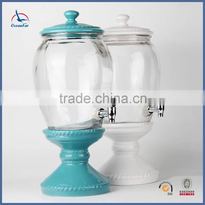 Hot Selling Products Glass Beverage Jar Wholesale Market Glass Dispenser with Stand