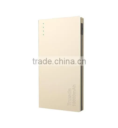 Trusda Portable High capacity 10000mAh power bank Built in USB Cables Li-Polymer Battery Charger for Samsung galaxy s6