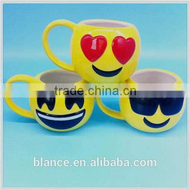 popular 340ml emoji ceramic mug in 3d face design