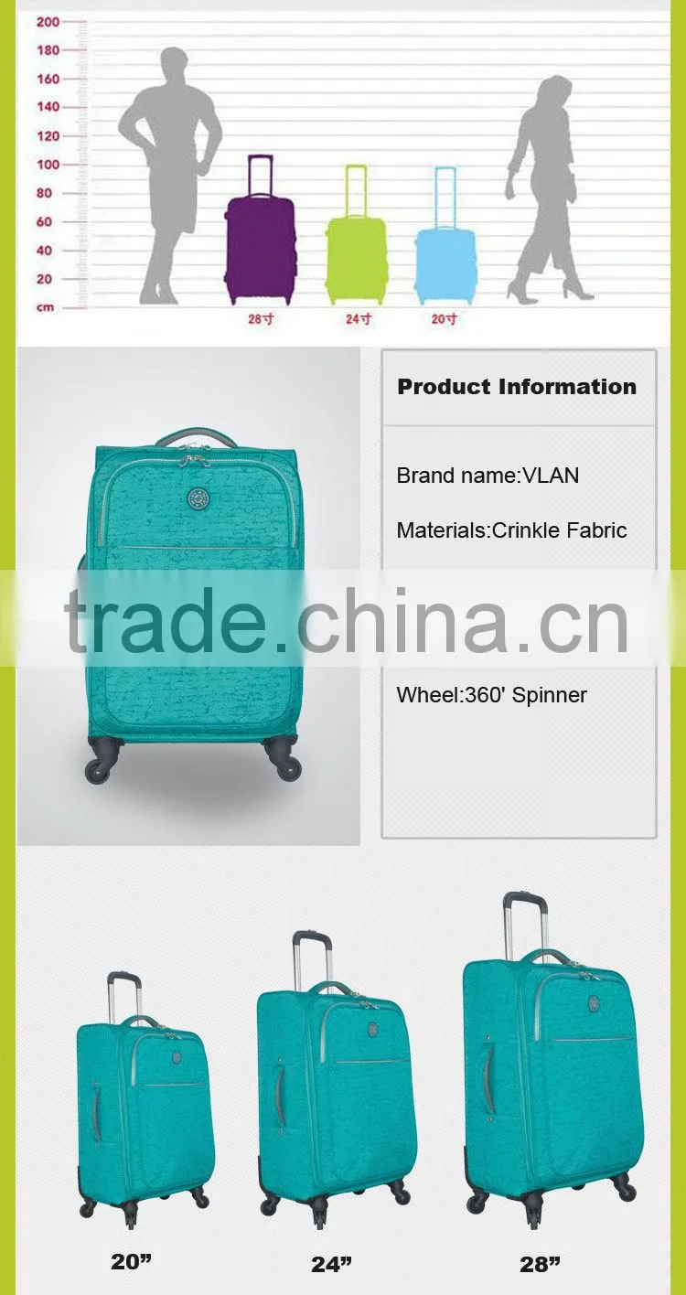 fanshion design soft trolley luggage with internal handle
