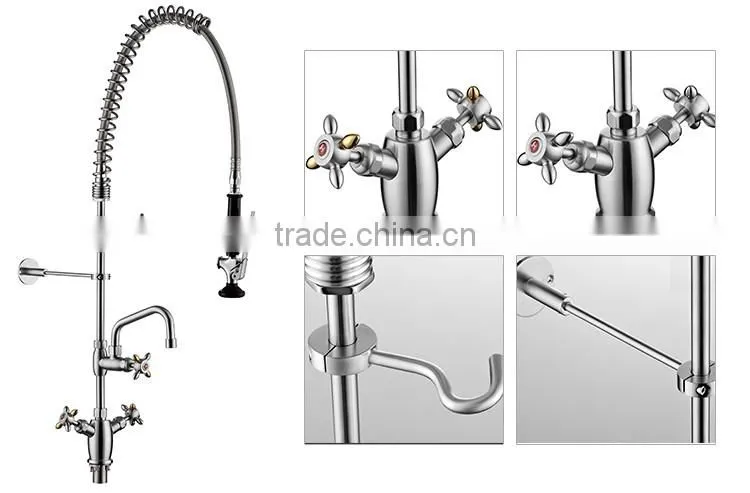 factory OEM&ODM Commercial Pre-rinse long neck brushed treatment 304 stainless steel health water faucet