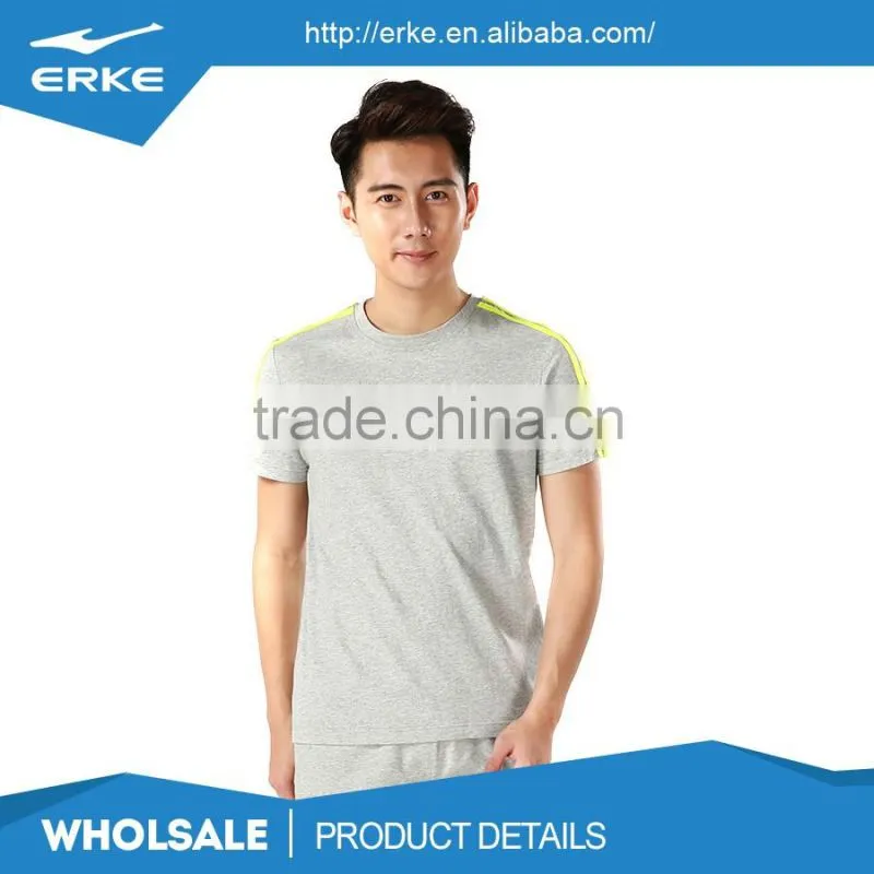 ERKE wholesale round neck blank gray blue black 100%cotton mens t shirt
