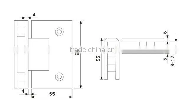 90 Degree Glass Hinge