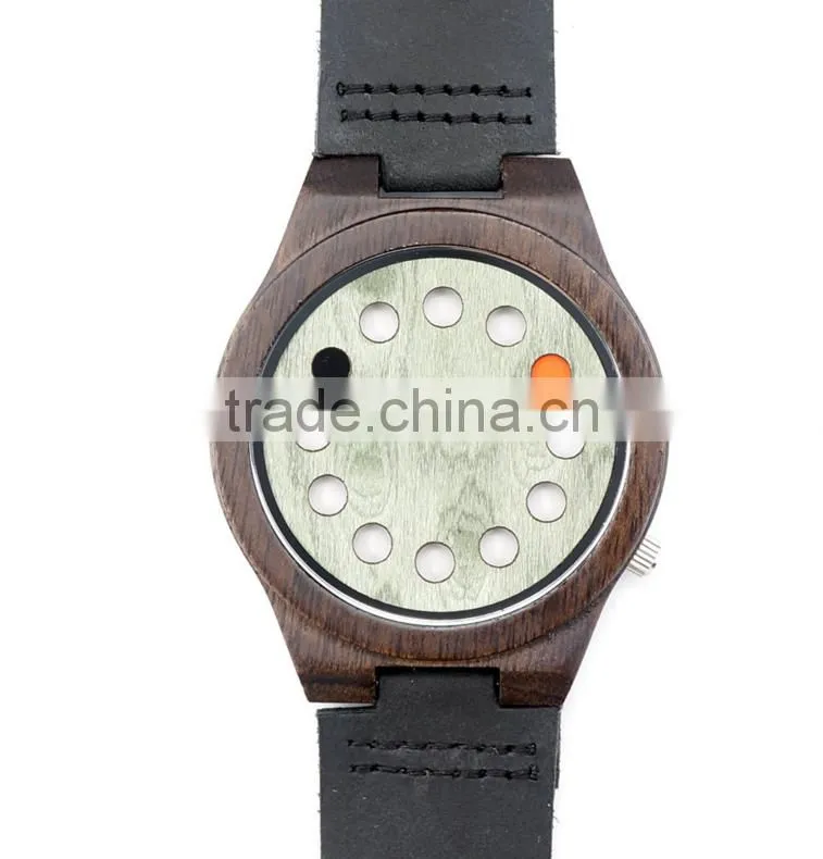 China 100% genuine leather band watch Japan movement wood watch