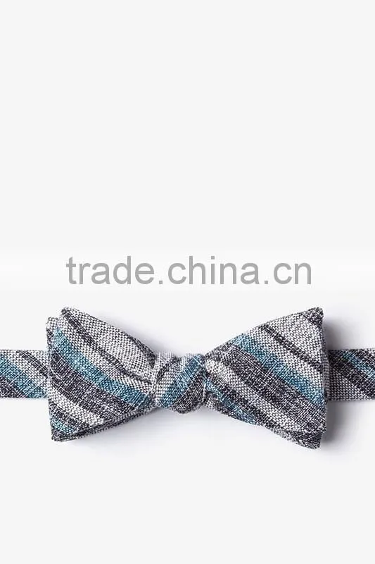 high quality cotton linen striped large mens double side self tie bow tie on sale