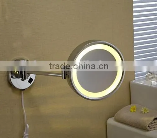 Double side adjustable wall mount magnifying makeup mirror with light shaving mirror