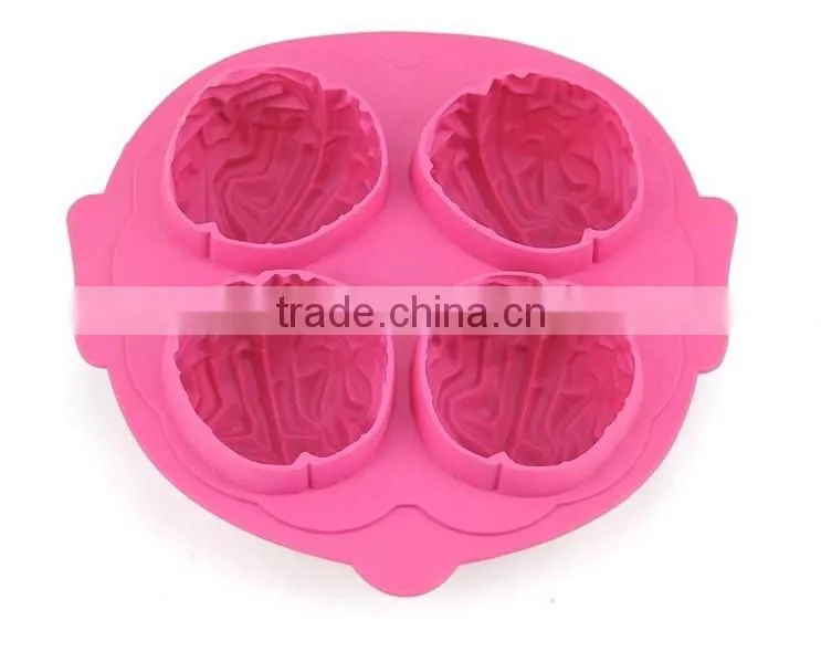frozen brain shape silicone ice cube jello chocolate tray molds Makes 4 Cubes