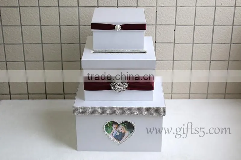 Elegant wedding money box with heart shape photo frame