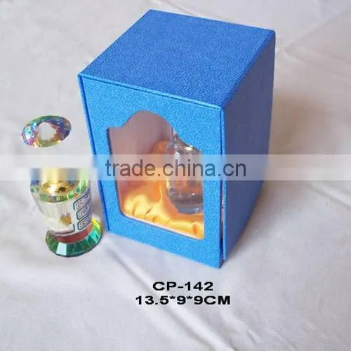 2012 newest fashion design blue special paper perfume box with satin