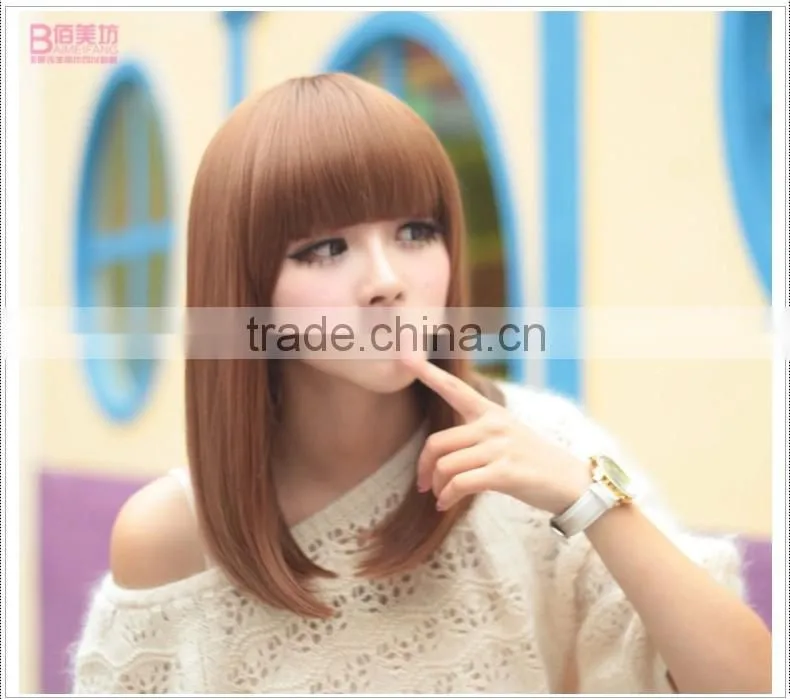 Real Female Hair Wigs Straight Short Hair Korean Pear Small Head Wig