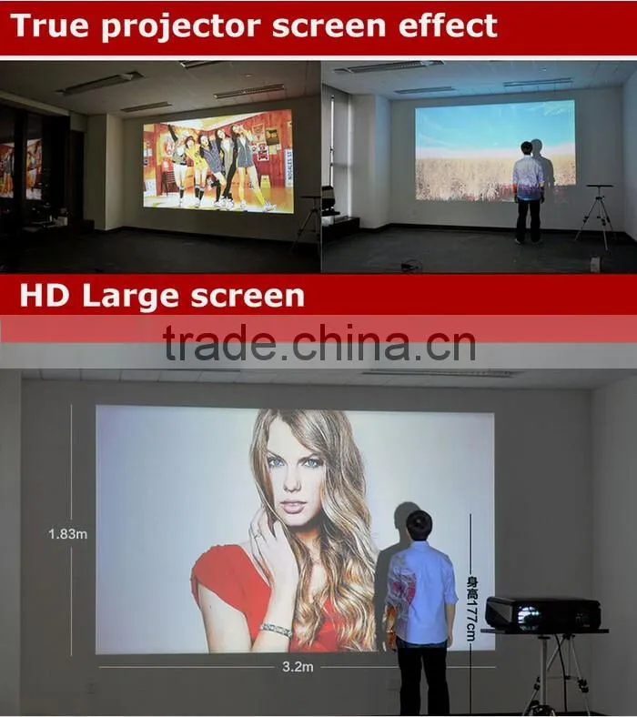 cheapest factory price! 3000 Lumens, 1080P LED projector with android WIFI for home use/bars
