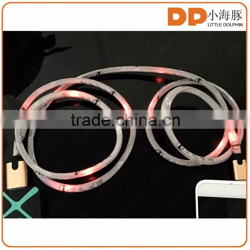 new model 2016 flashing LED light shoelace design 2 in 1 usb cable