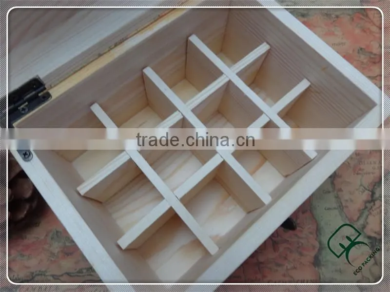 Custom logo 12 compartment wooden essential oil case bottle box