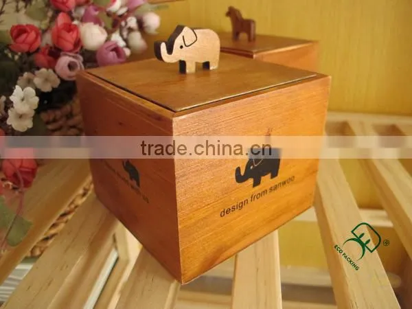 Cute wooden toy storage box with animal elements