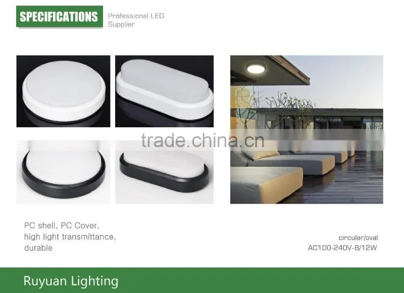 oval 12w 850lm bulkhead lamp