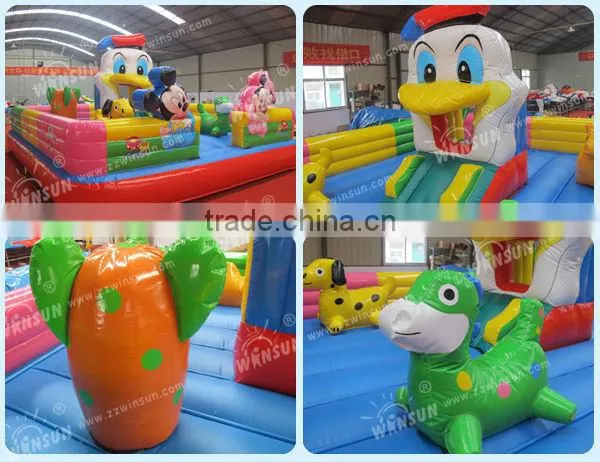 Cartoon inflatable fun city used children commercial indoor playground equipment