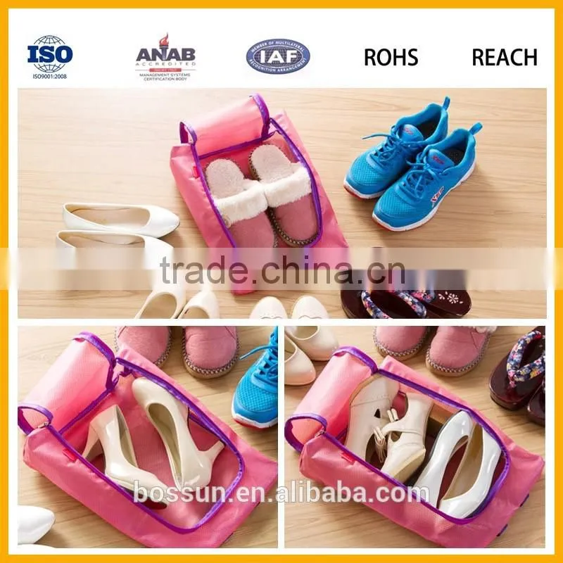 Manufacturing Portable Waterproof Nylon Bag Organizer Travel Shoe Bags with Zipper Closure