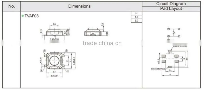FTVAF03 mini led touch light switch tactile switch