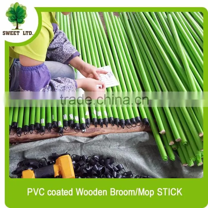 Guangxi factory price plastic covered wooden broom handle brush and mop stick