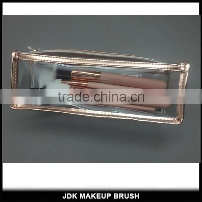 Hottest selling 9pcs cosmetic miss rose gold brush set with rose gold cosmetic holder
