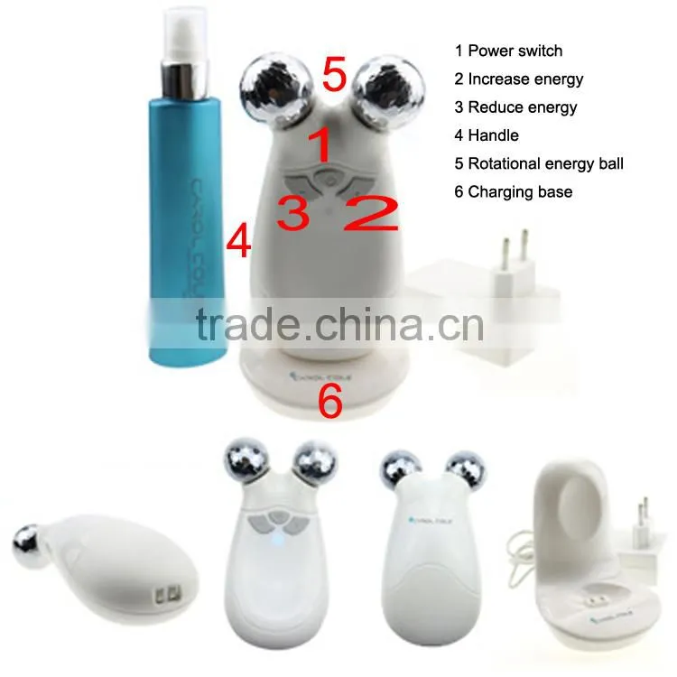 oemodm factoryprice New Design mini USB EMS RF roller facial Lift device With Charging Base