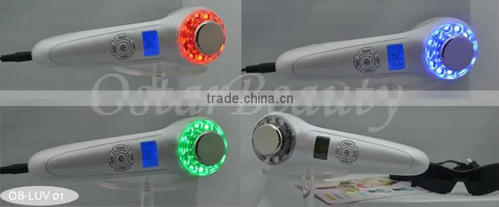 Mini Ultrasound and LED Beauty Device / Blue light for acne removing / Red light for wrinkle removal