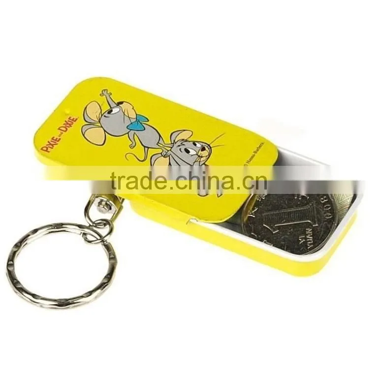 promotional wholesale round kids candy mint coin metal tin key chain
