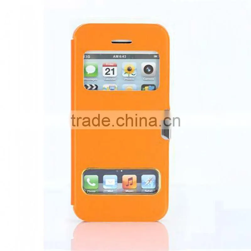 Fashion open ultrathin magnetic snap leather sheath for iphone5 5c 5s
