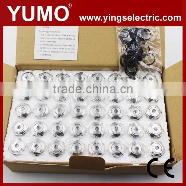 Hot sale LA16JSF ROHS 16mm flat round with dot LED IP65 momentary alternate pin terminal 3A/250VAC metal push button switch