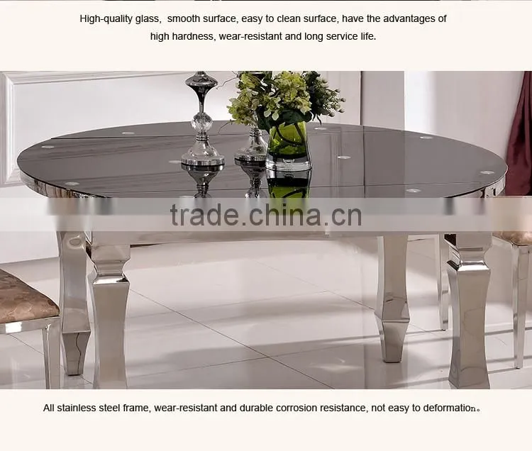 TH389 Fashionable High Quality round Tempered Glass dining Table