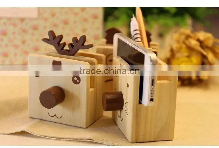 lovely glasses wooden pencil holder