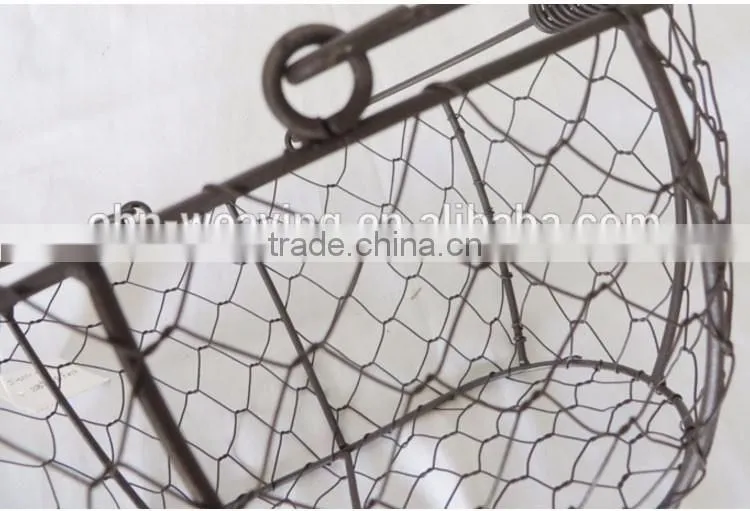 Handmade small chicken wire basket wholesale with handle