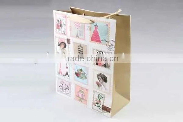 Foldable Gift Bag With Stamp Patterns/ Shopping Bag