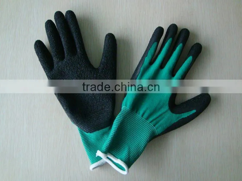 Colorful knit polyster glove latex coated ZMA0320