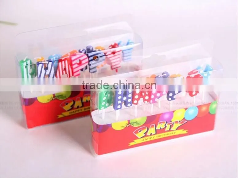 Point and Stripe Coloured English Character Shape Happy Birthday Candle