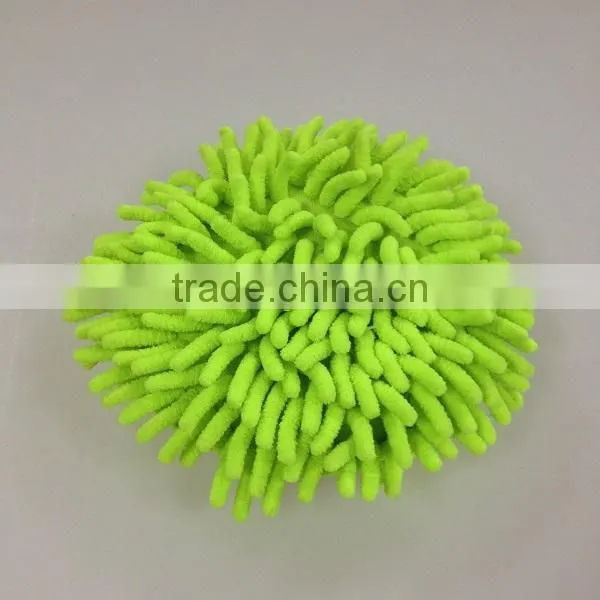 round shape microfiber chenille auto clean sponge with handle band