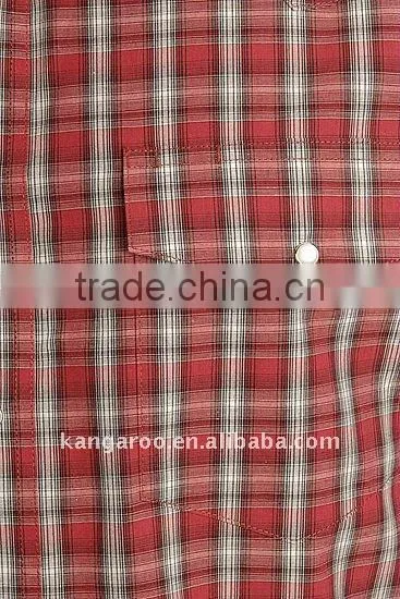 Men's 100%cotton Wrinkle Resistant red Plaid Western Shirt
