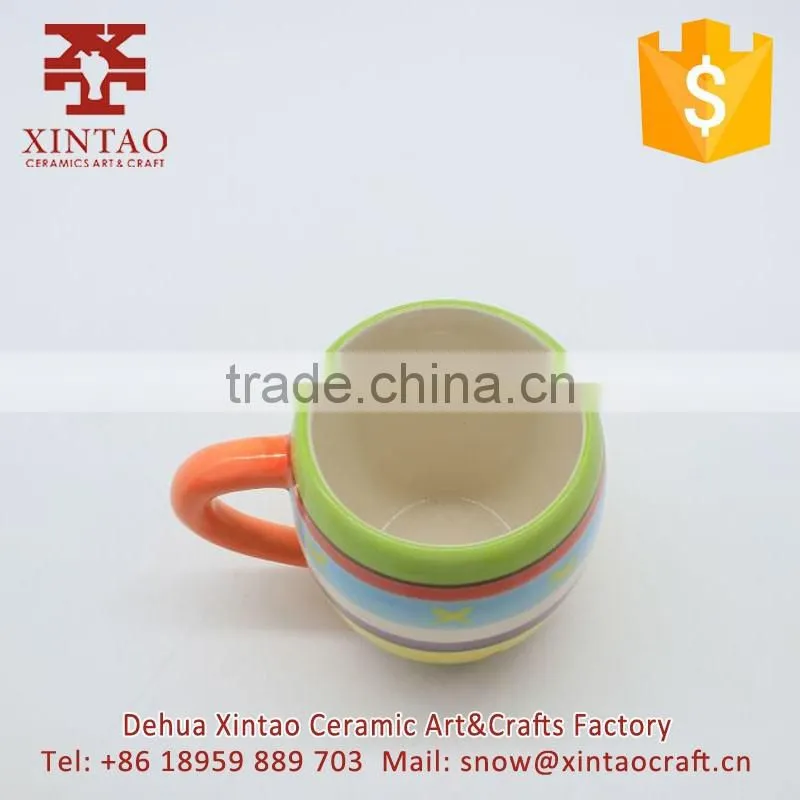 High quality hand painted colorful pattern ceramic coffee mug with handle