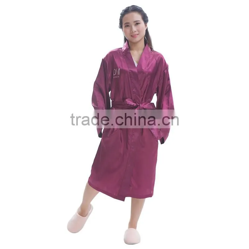 Soft touch 100 polyester branded silk bathrobe women