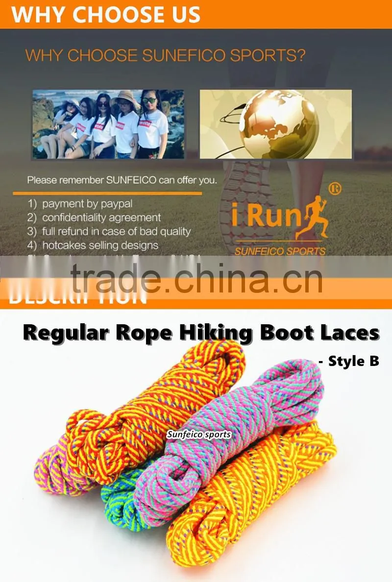 Exercise Rope Shoe Laces for Hiking Walking Safety Running Climbing Boots - Low Price Cord Coiled for Shoelace - 5 Colors