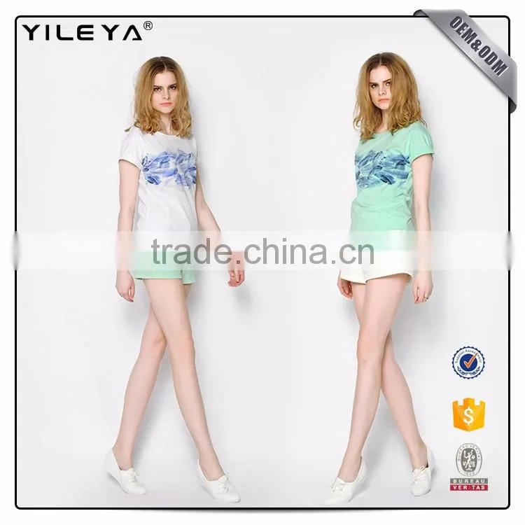 Customizable Pattern Printed O-Neck 2017 Summer Tops