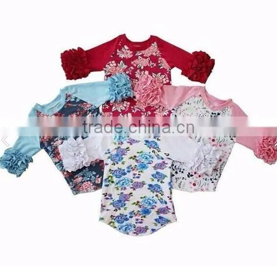 wholesale boutique baby clothes simple design flower T-shirt latest design girls top